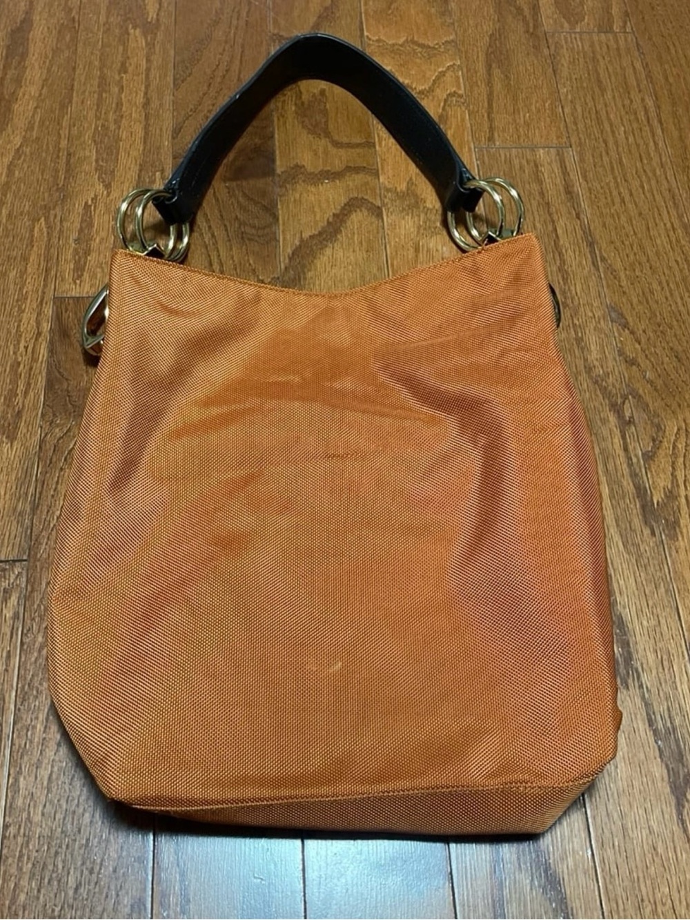 JPK Paris 75 Coral Canvas Hobo Bucket Bag Leather Strap Goldtone Hardware